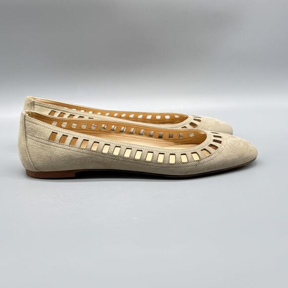 J Crew Shoes Womens 6 Beige Suede Ballet Cut Out Chic Flats Comfort Made Italy - Picture 1 of 13